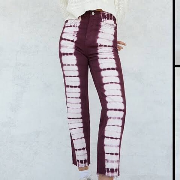 Pacsun Eco Raspberry tie dye high waisted jeans NWT - Picture 3 of 6